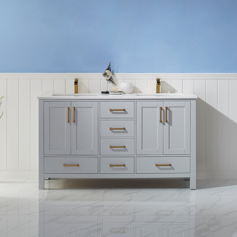 Everly Quinn Ryland 60'' Freestanding Double Bathroom Vanity with